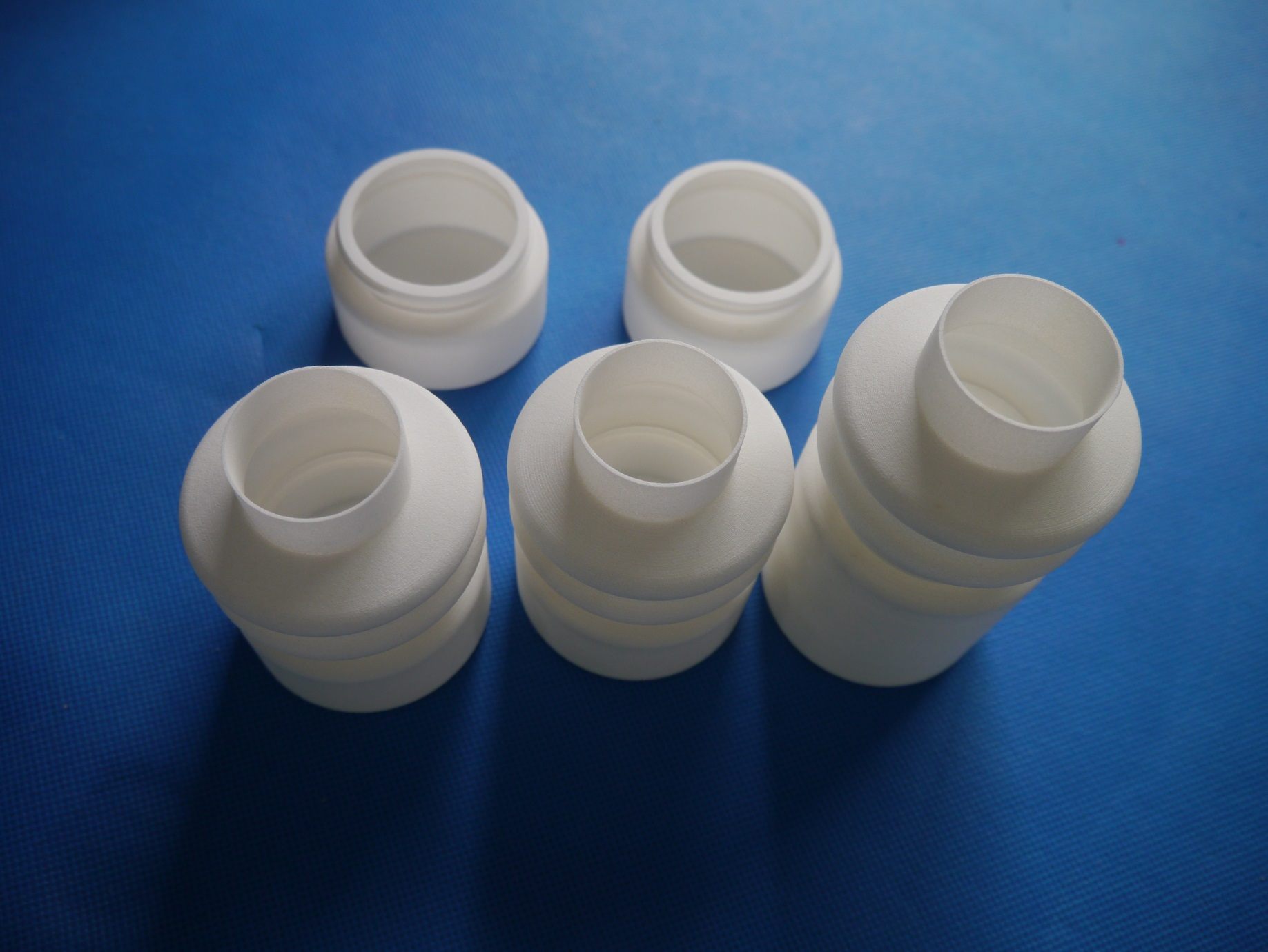 Set of white SLS 3D-printed parts